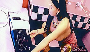 Pretty pink webcam girl