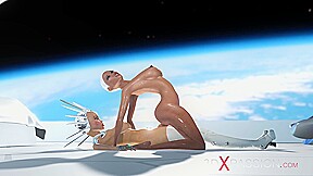 Super sexy android dickgirl fucks a hot ebony on a spaceship