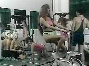 Vintage orgy in a gym